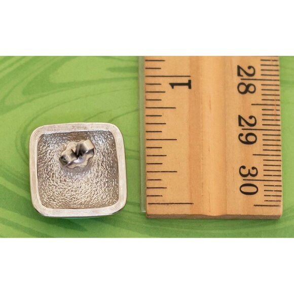 Vintage Victorian Green Stripe Square Stud Earrings by Avon - W3 - Picture 2 of 2